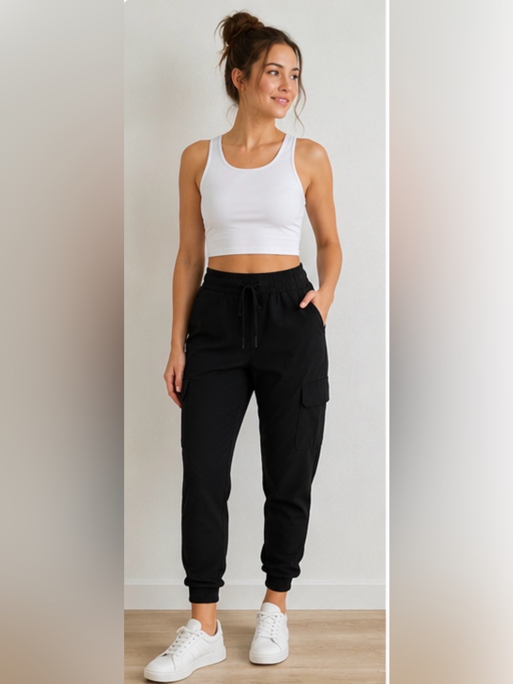 Mondetta Women’s Small Black Cargo Jogger Pants Stretch Utility Athleisure